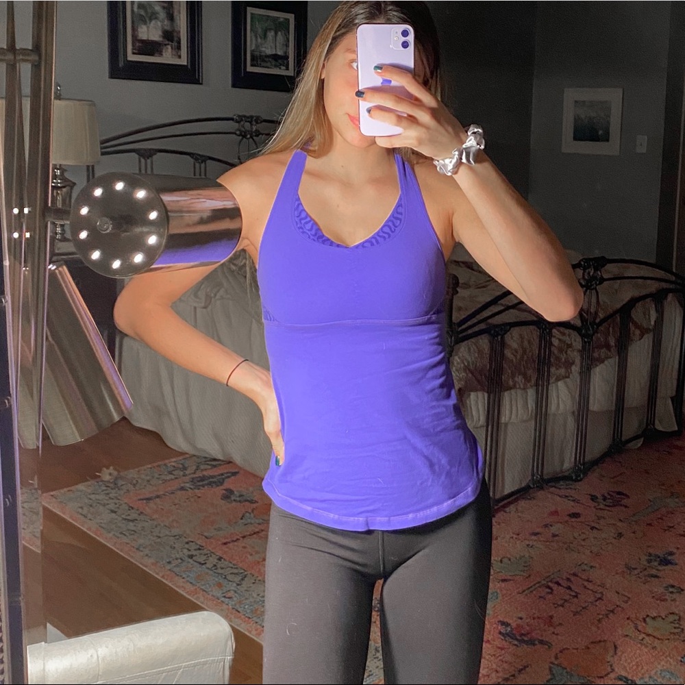 Lululemon Luon Racerback Purple Tank w/ Bra